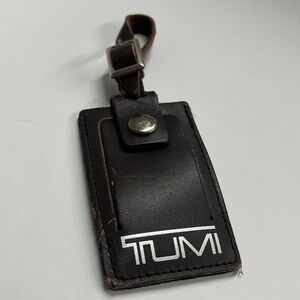 Tumi Brown Leather Buckle Luggage Tag